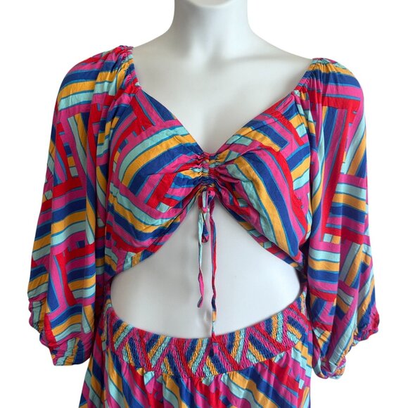 Proud Poppy Pippa Cut Out Multicolor Geometric Midi Dress Plus Size 22 - Picture 4 of 13